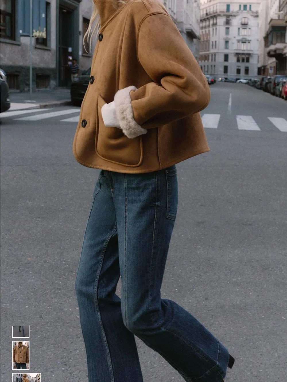 Zara Real Suede Shearling Reversable Jacket in Camel XS - Picture 5 of 10
